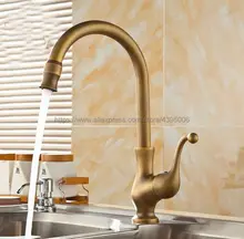 Kitchen Faucet Antique Brass Kitchen Sinks Faucet 360 Degree Rotating Swivel Cold Hot Mixer Water Tap Ban056