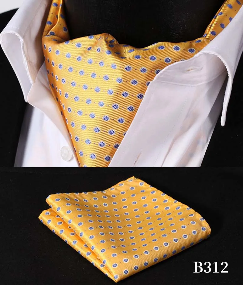 Мужской галстук Ascot в горошек с цветочным принтом для свадебной вечеринки, Официальный галстук Ascots, шелковый галстук в британском стиле, роскошный галстук для джентльмена# B3 - Цвет: B312