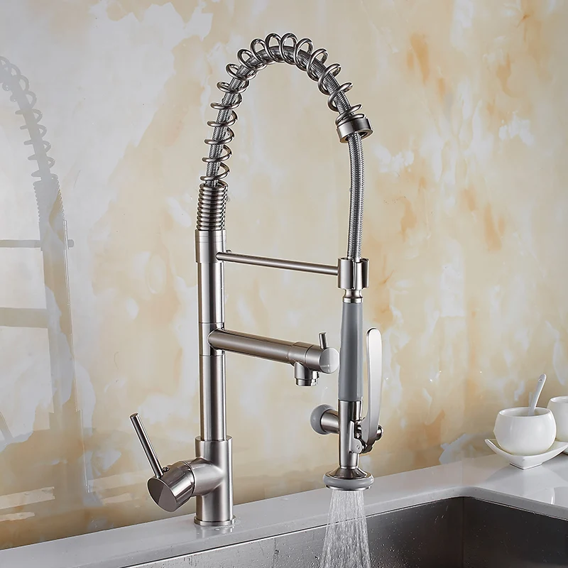 Kitchen Faucet Brushed Nickel Kitchen Faucet Brass Faucet Kitchen Sink Mixer Tap Pull Down Out Spring Spout Hot Cold Water Tap Kitchen Faucet Brushed Nickel Kitchen Faucet Brass Faucet Kitchen Sink Mixer Tap Pull Down Out Spring Spout Hot Cold Water Tap