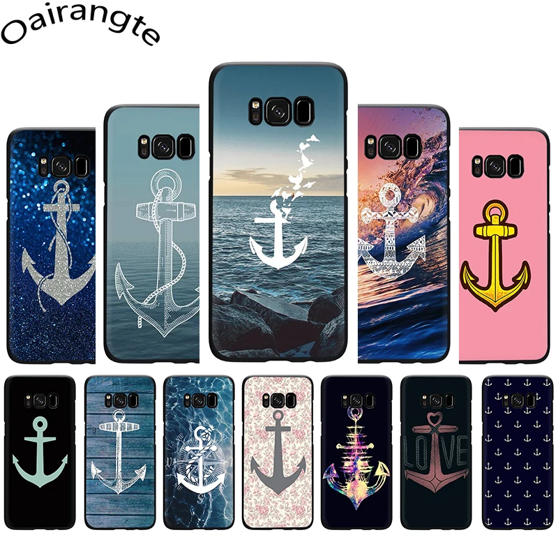 

Striped anchor silicone phone case for Samsung S6 S7 Edge S8 S9 S10 Plus S10e Note 8 9 10 M10 M20 M30 M40