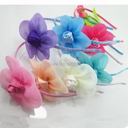 

Free Shipping 10 Pcs/lot Satin Flower Hairband For Kids,Baby Organza Flower Hairband,Handmade Flower Hair Band