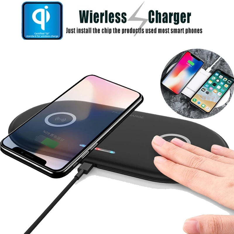 

2 in 1 Dual QI Wireless Charger For Samsung Galaxy S9 S8 S7 S6 Edge Note 8 Charging Pad Quick Charge For iPhone 8 XS Max XR