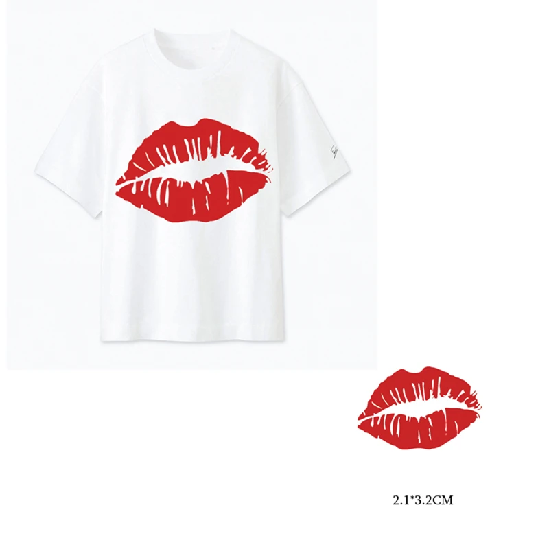 

Sexy Mouth Patches Heat Transfers Iron On Patch A-level Washable Iron On Applique DIY Women Stripes Clothes Sticker E