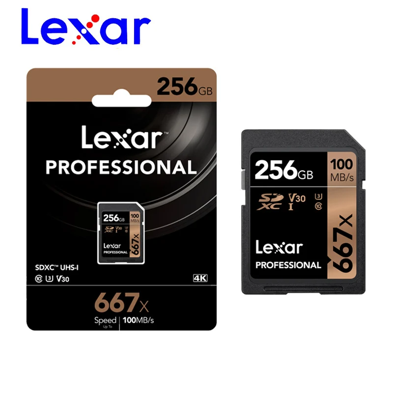 Lexar professional SD карты 667X Max100MB/s 64 Гб 128 ГБ 256 C10 U3 4 K SDXC карты памяти sd флэш-карты UHS-I sd-карта для Камера