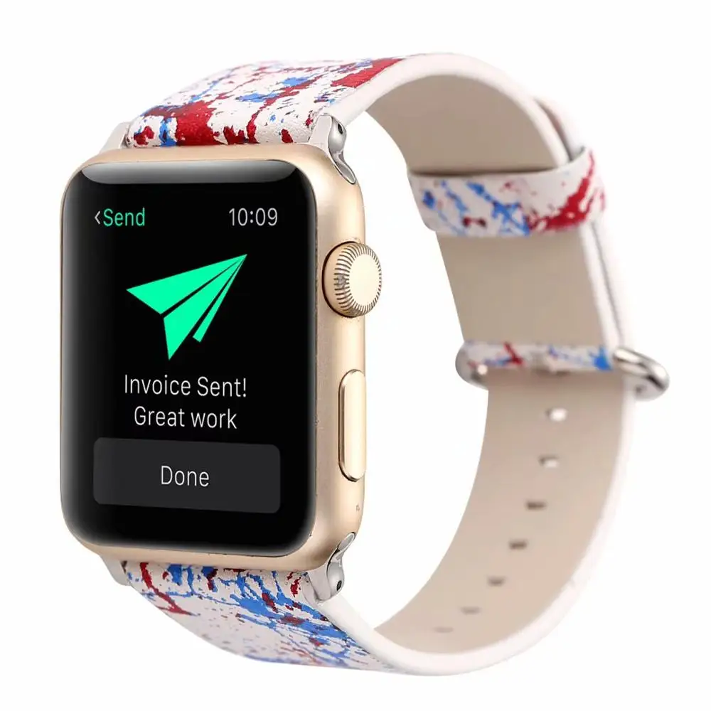 Высокая кожа Граффити браслет ремешок для Apple часов 4 44/40 мм Мужские/Женские часы