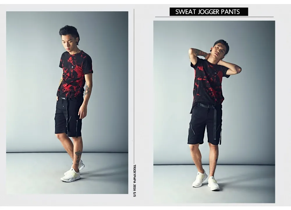 Молния кисточкой Шорты мужчин летнее платье черный случайные streetwears пот стволы стильный Harajuku стиль Шорты мужской одежды