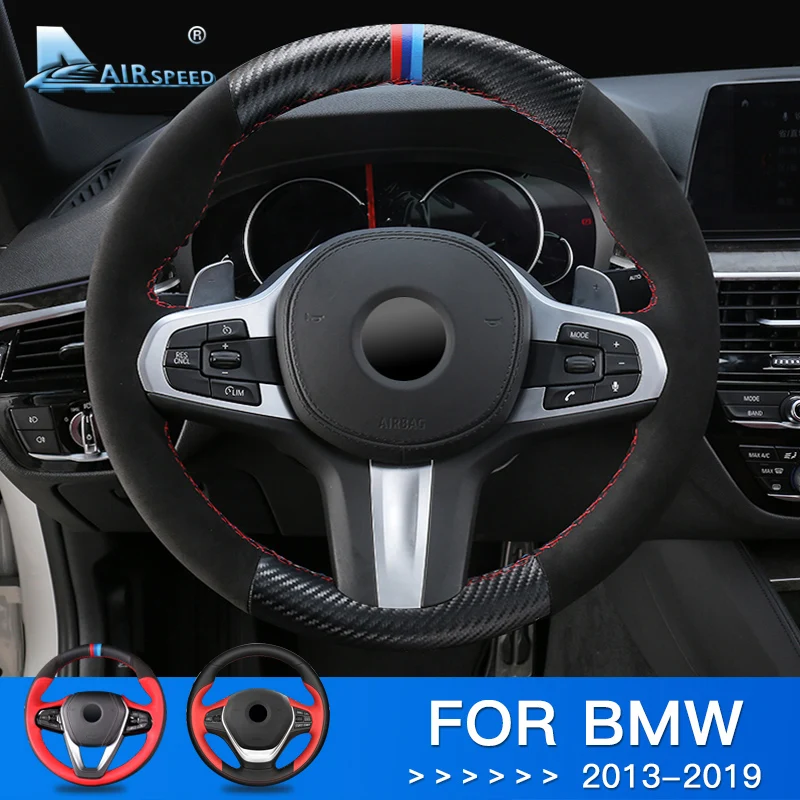

Airspeed Genuine Leather Fiber Car Steering Wheel Cover M Sport for BMW F30 F32 F31 G30 G32 G11 G01 Accessories Interior Trim