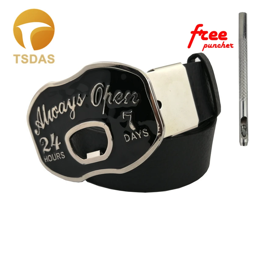 

Black Men Belt Buckle Retail Distribute Always Open Beer Bottle Opener Belt Buckle BUCKLE Free Shipping