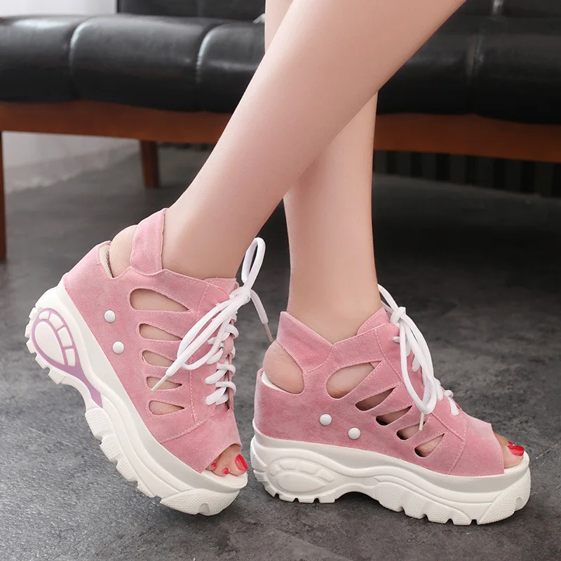 

2019 women sandals summer fashion wedge with super high-heeled muffin thick-bottomed fish mouth Roman hollow sandal shoes woman