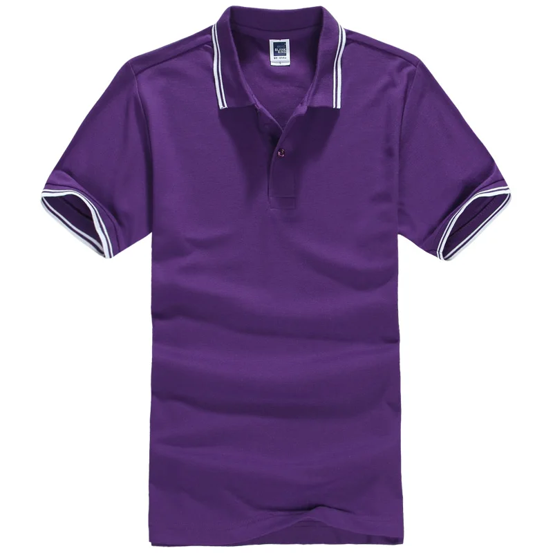 Брендовая одежда мужские рубашки поло дышащие хлопковые с коротким рукавом мужские с широкой талией с отложным воротником футболки размера плюс XXXL - Цвет: Фиолетовый