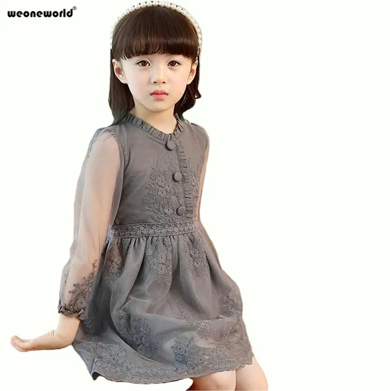 

WEONEWORLD New 2018 Children Kids Girl's Casual Dresses Spring Girls Lace Princess Dress Winter Girl Baby Clothes