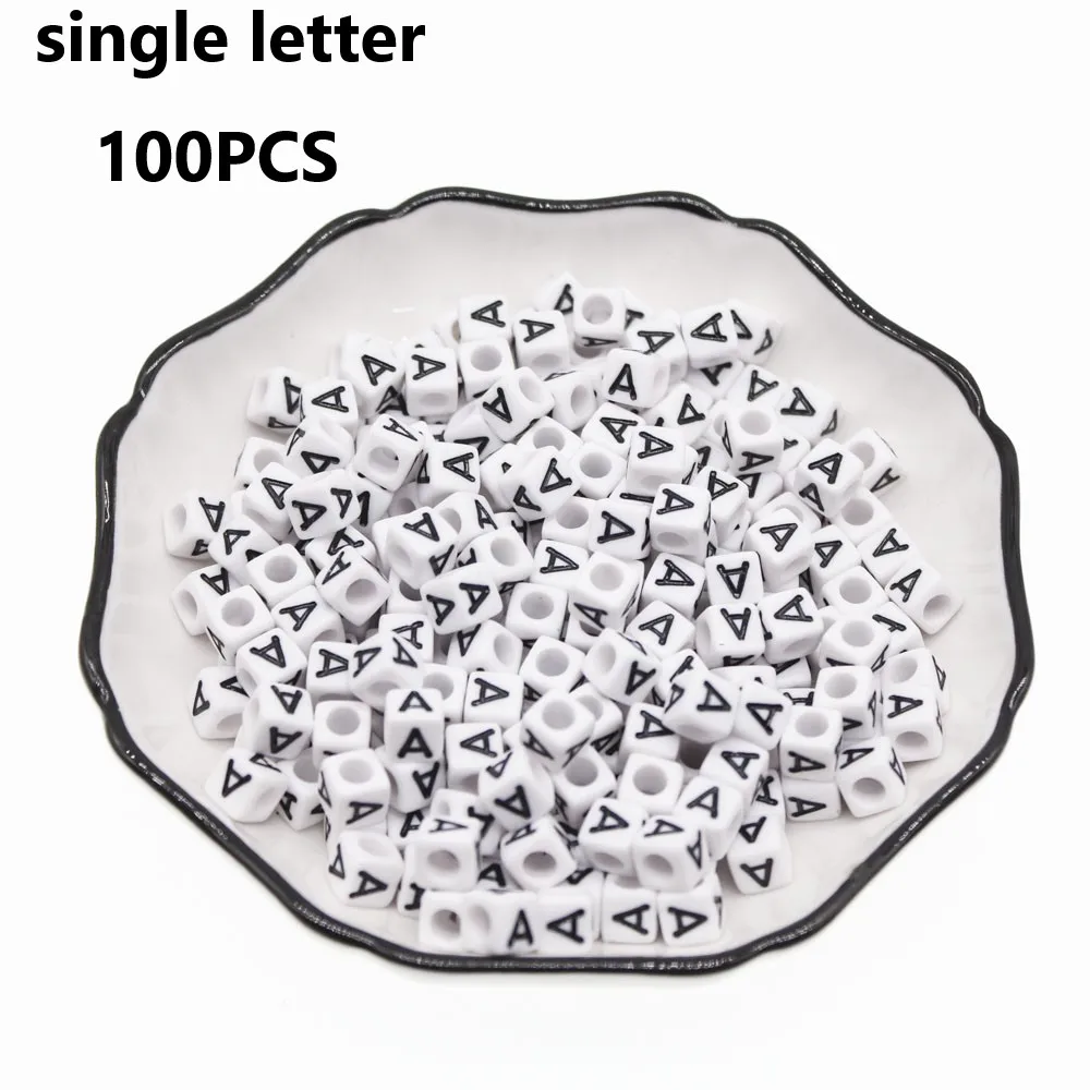 

CHONGAI 500Pcs Acrylic Single Alphabet /Letter Cube Beads For Jewelry Making DIY Loose Beads 6X6mm