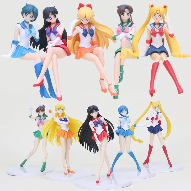 

Anime 20th Anniversary Girls Memories Sailor Moon figure Brinquedos Sailor Moon Mercury Mars Jupiter Venus Break Time Figure toy