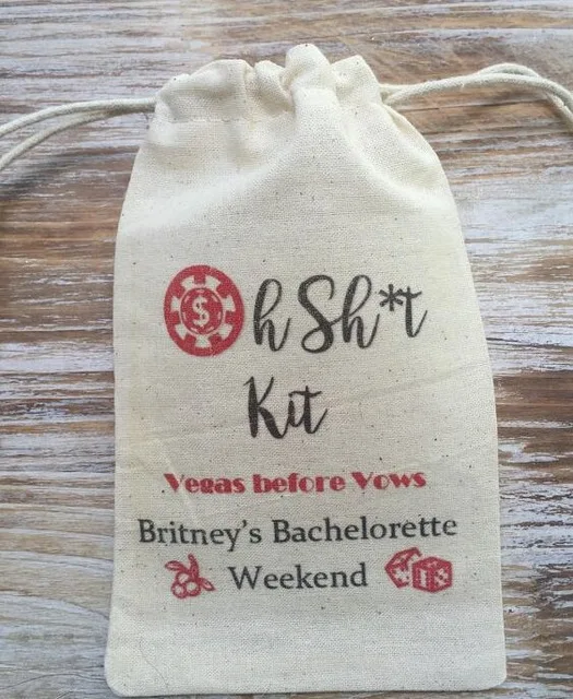 Personalized Name Las Vegas Wedding Party First Aid Hangover Kit Personalized Name Las Vegas Wedding Party First Aid Hangover Kit Jewelry Favor Muslin Bags Bachelorette Hen
