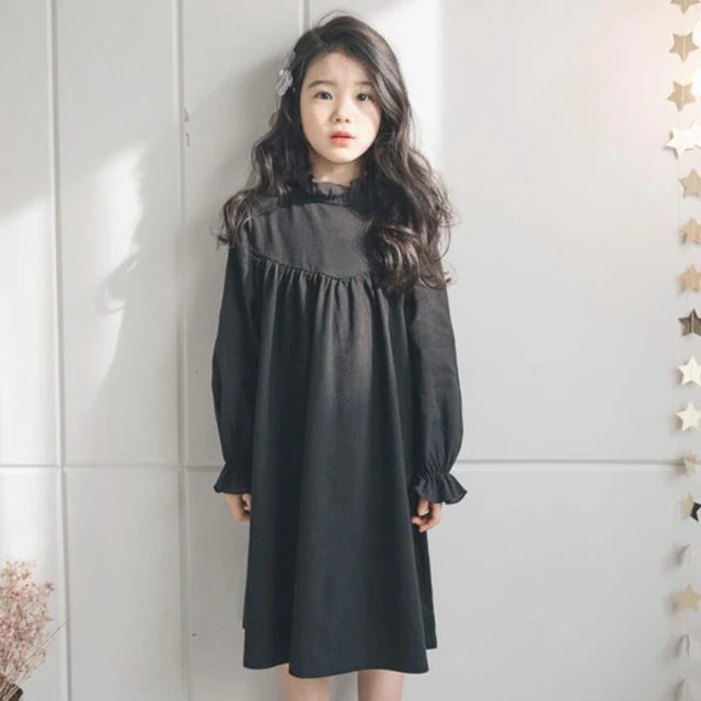 kids long sleeve black dress
