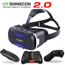 New Original VR Shinecon II 2.0 Helmet Cardboard Virtual Reality 3D Glasses Mobile Phone Video Movie for Smartphone with Gamepad