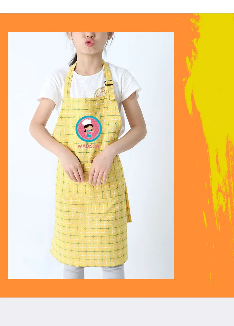 Летние дышащие детские фартук мультфильм живопись шеф-повара одежда Кепка Пользовательский логотип выпечки детские нагрудники детский сад живопись