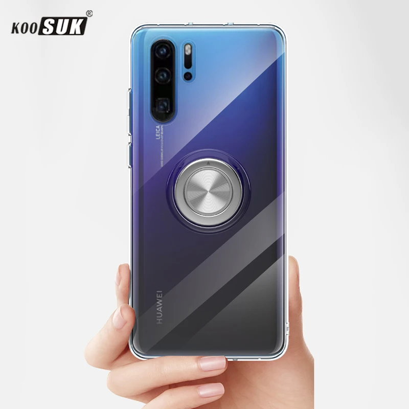 

For Huawei P30 Pro Case Cover Luxury Transparent Soft Silicone TPU Protection Ring Magnetism Phone Shell sFor Huawei P30 Coque