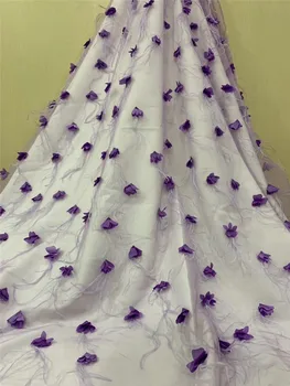

High quality feather French net lace fabric african embroidery lace fabric with small flowers for party dress YG-673