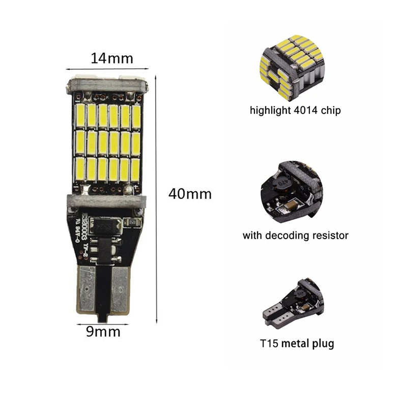 2 шт. Canbus Error Free 921 912 T10 T15 SMD 4014 45smd чипсеты светодиодный лампы для резервные фары заднего хода автомобиля