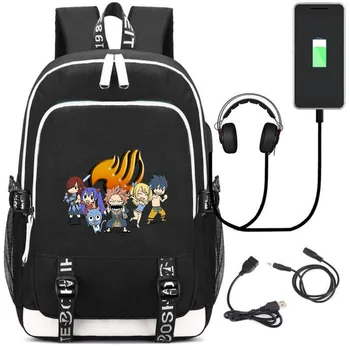 

Anime Fairy Tail Backpack Rucksack Bag w/USB Fashion Port / Lock / Headphone interface Student Book Laptop bag GIFT