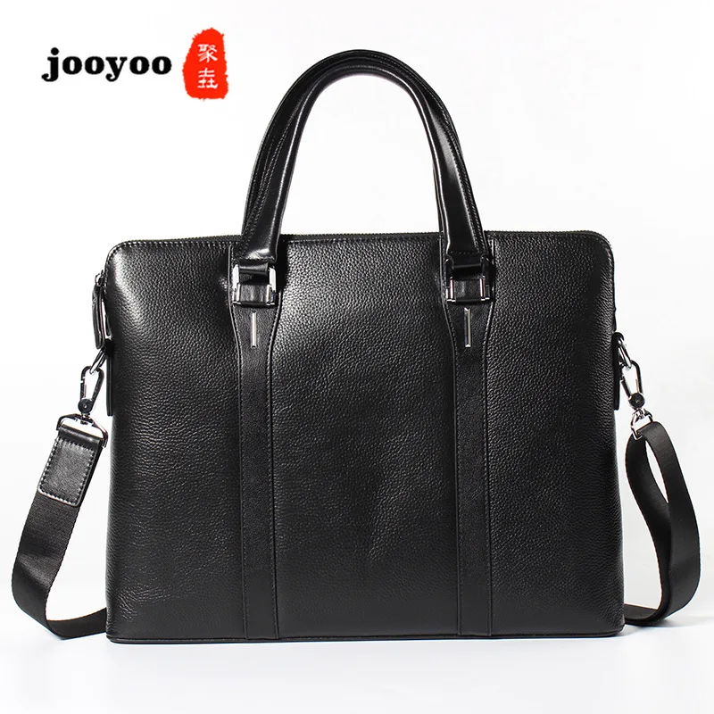 

Fashion New Men's Business Handbag Cow Leather Briefcase Cross Square High Quality Zipper Large Capacity Men's Bag jooyoo