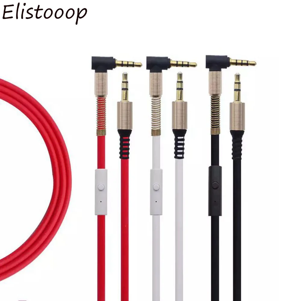 1m 3.5mm Aux Male To Male Audio Cable Cord With Mic Goldplated 90