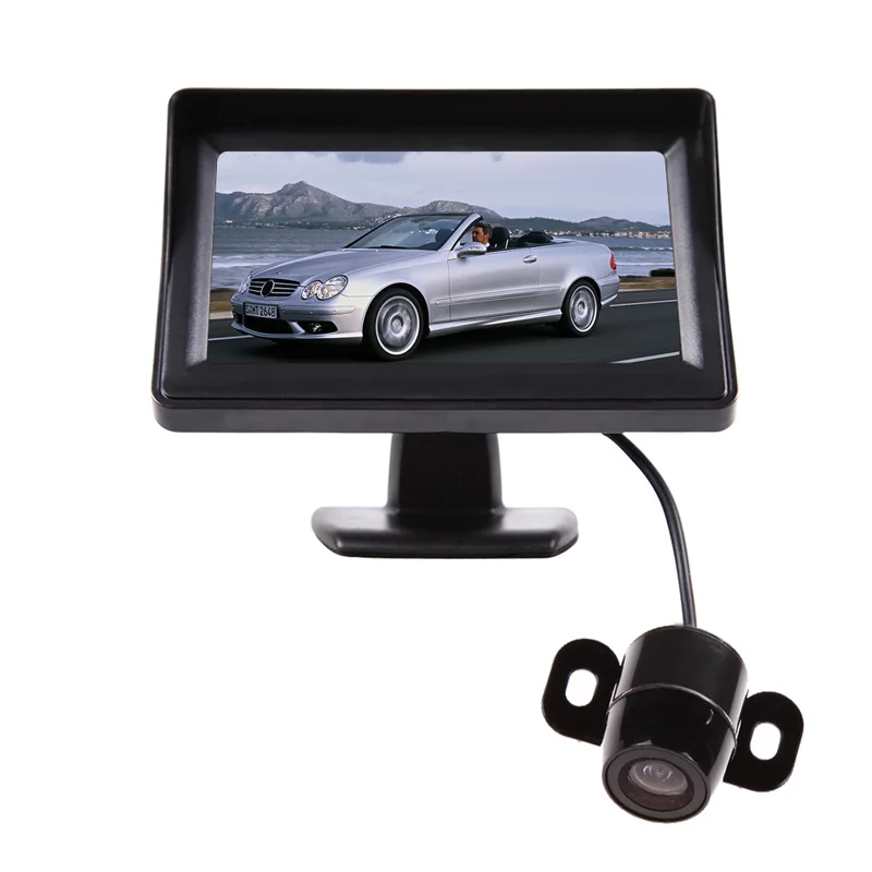 

4.3" TFT LCD Rearview Monitor Parking Kit with Rear View Backup Camera Reverse Cam for Automotive Truck RV Boat Trailer Camper