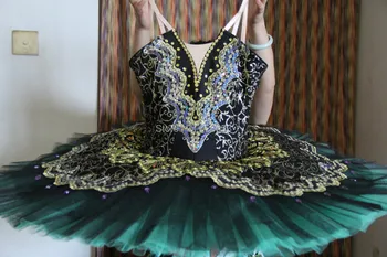 

Adult Women Kids Girls Size Ballet Tutu For Performance Of Competition,Dance Tutu Professional Black Green Tutu Skirt AT1010