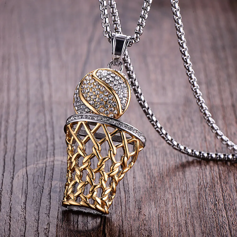 WAWFROK Fashion Men Basketball Pendants Necklaces Gold/Silver 3 colors