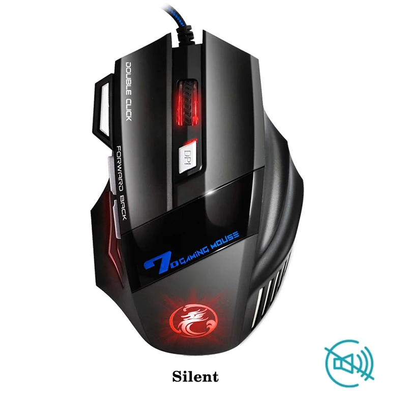 

imice Wired Gaming Mouse Silent 7 Buttons 1600DPI Computer Mouse Gamer USB Optical Game Mice Mute For LOL Video Game Laptop