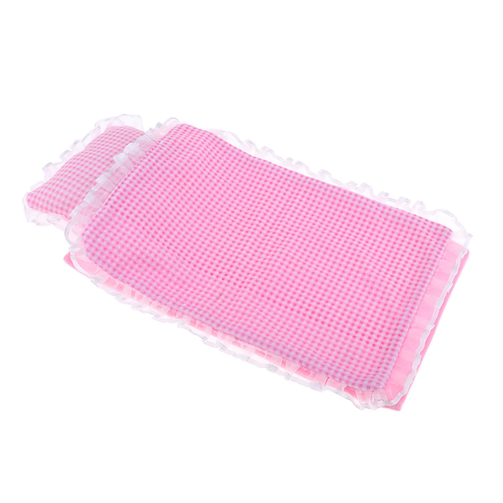 Lovely dolls house bedding set with sheet  for 25cm Dolls Accessories Pink doll bedding accessories for your beloved dolls