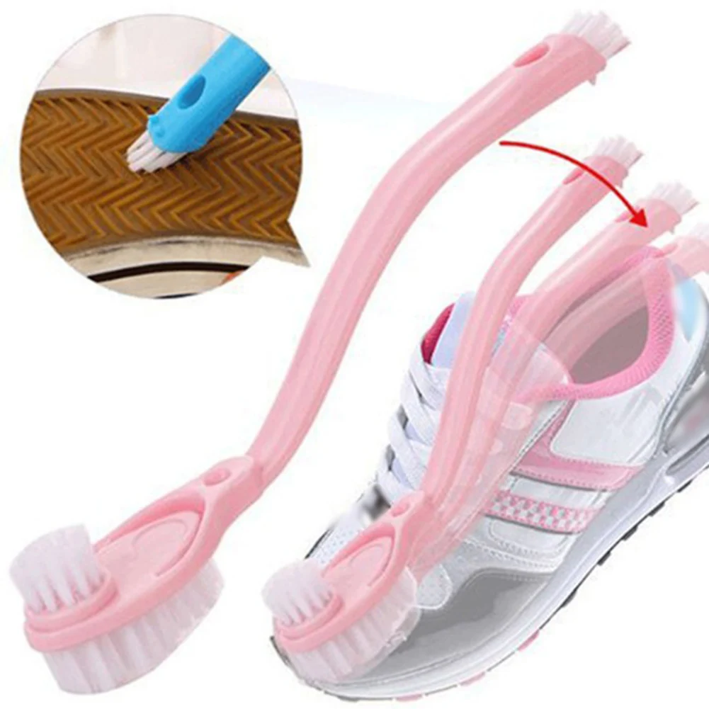 Cleaner Tool Plastic Double Sided Long Handle Shoe Brush Cleaning Supplies 