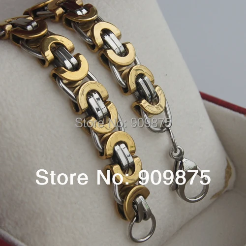 punk cool 2 tone gold  men/boy's stainless steel   chain bracelet men jewelry bracelets bangles