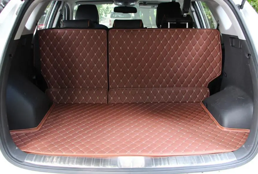 

Luxury 3 Pcs 5 Colors Cargo Liner Car Trunk Mat For Hyundai Tucson 2015-2017 Carpet Interior Floor Mats Leather Pad Car-Styling