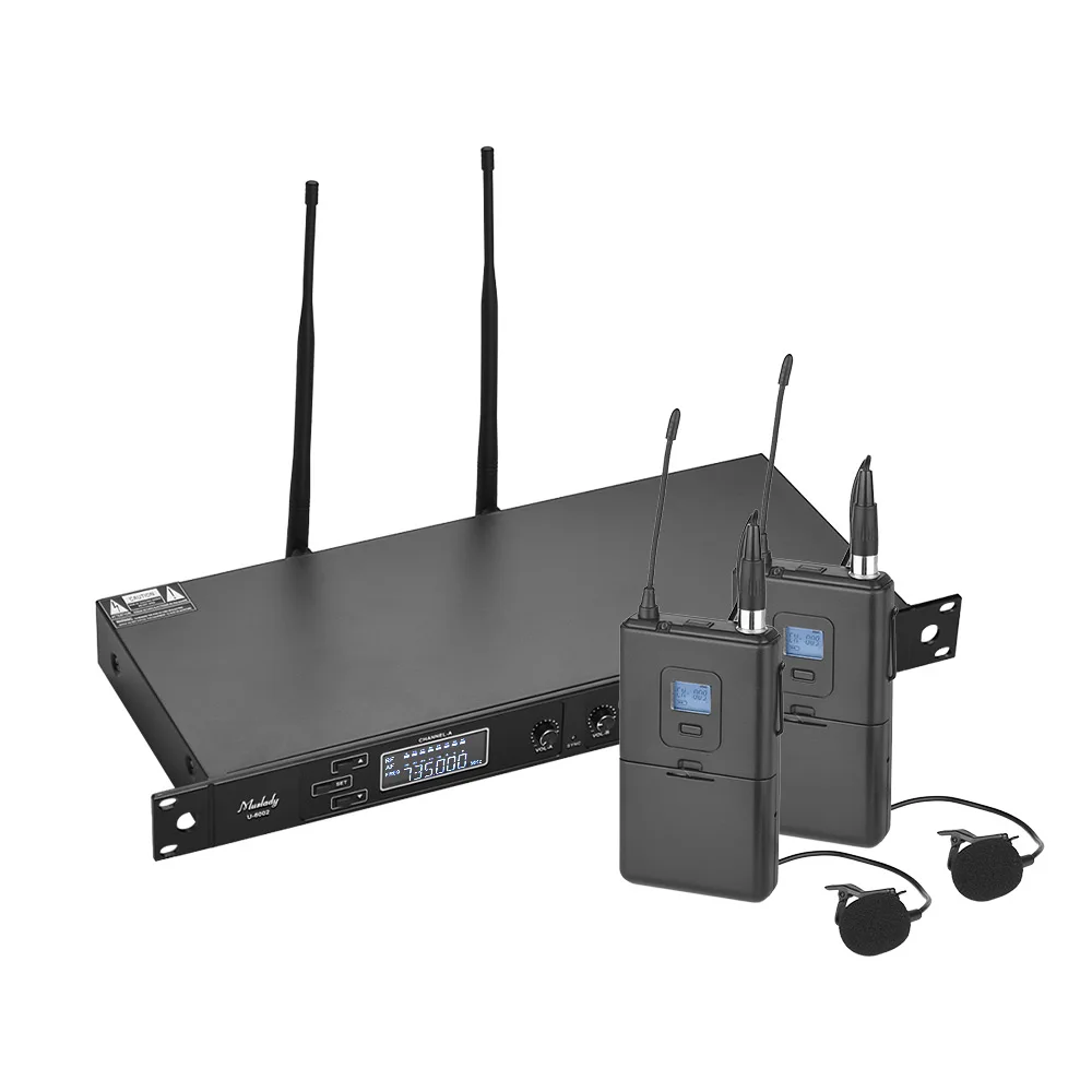 Dual Channel UHF Wireless Microphone System with 2 Handheld Mics + 1