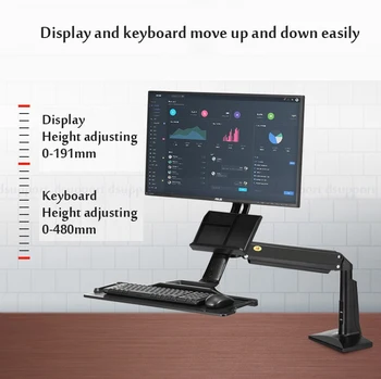 

Desktop Sit Stand Workstation Long Arm Ergonomic 22-35 inch Monitor Holder with Keyboard Tray Gas Spring Arm FC35