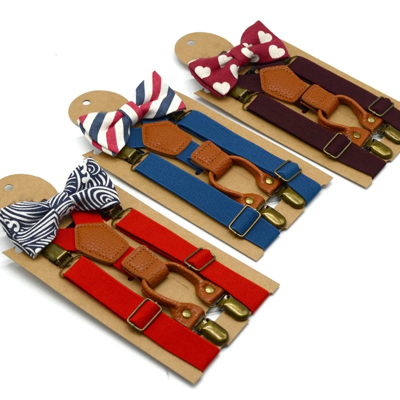 1 предмет, Детские эластичные подтяжки и галстук-бабочка, комплект одежды для мальчиков Детский костюм с галстуком-бабочкой для мальчиков регулируемый пояс с y-образной спинкой