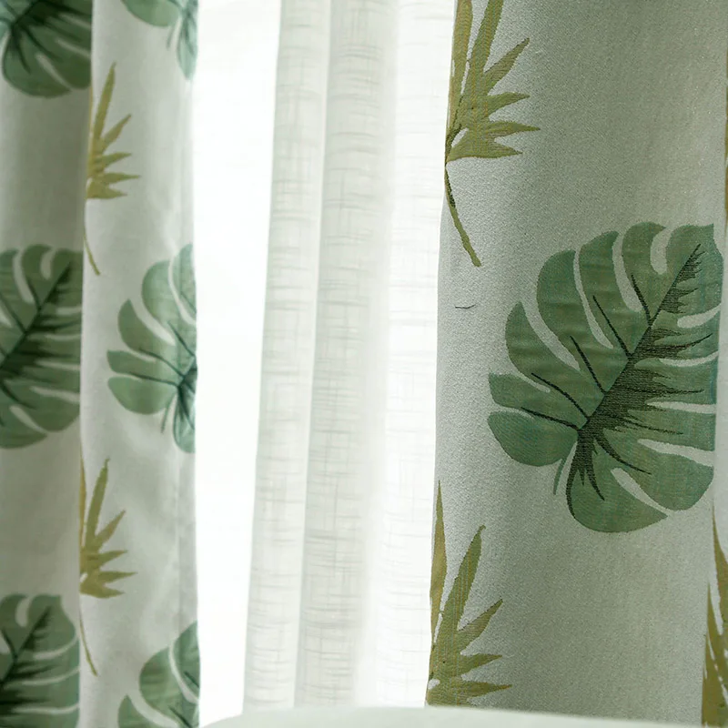 Moderno Monstera hojas planta verde para la sala oscurecimiento cocina decoración tela Cortina ventana solo Panel
