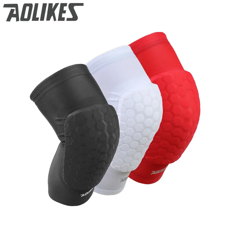 Aolikes 1 قطعة العسل والأشرطة سلامة الرياضة كرة السلة نيباد ضغط الجوارب الركبة يلتف هدفين حماية الأكمام