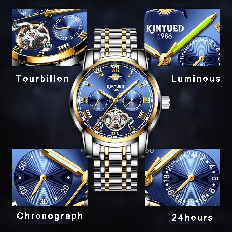 Original Top Brand Mens Business Watches Luminous Hands Skeleton Tourbillon Automatic Watch Mechanical Moon Phase Montre Homme (7)