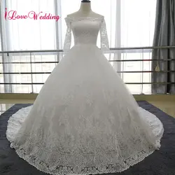 ILoveWedding 2019 Vestido de noiva бальное платье свадебное платье лодочка шеи Половина рукава Кружева свадебное платье суд Поезд свадебное платье