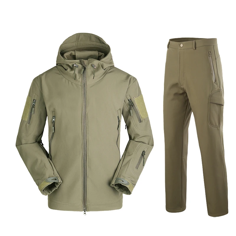 Военный TAD камуфляж тактические костюмы зима осень водонепроницаемый флис Акула кожа мягкая оболочка куртка набор мужская верхняя одежда BF05 - Цвет: army green