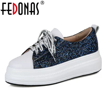 

FEDONAS Newest Women Genuine Leather Cross-tied Round Toe Flats Spring Autumn Casual Shoes Woman Basic Sneakers Sprots Shoes