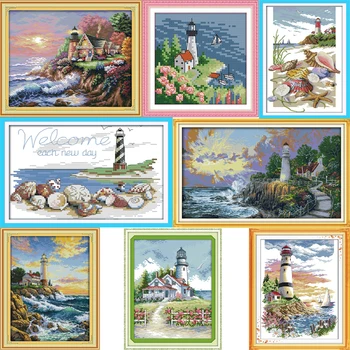 

Needlework Embroidery DIY Painting Cross stitch kits 14ct 11ct Lighthouse Series Landscape Cross-stitch Sets For Embroidery