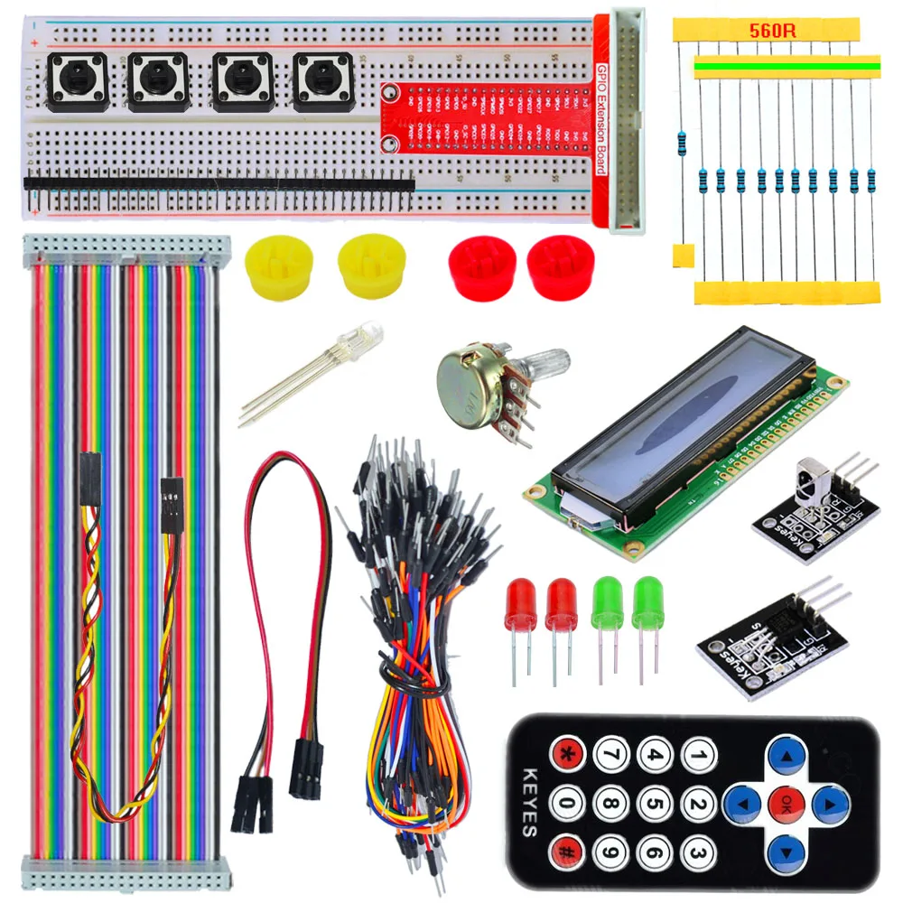 

Keyes Raspberry Pi B+ kit GPIO Shield 1602LCD Flat Cable Breadboard