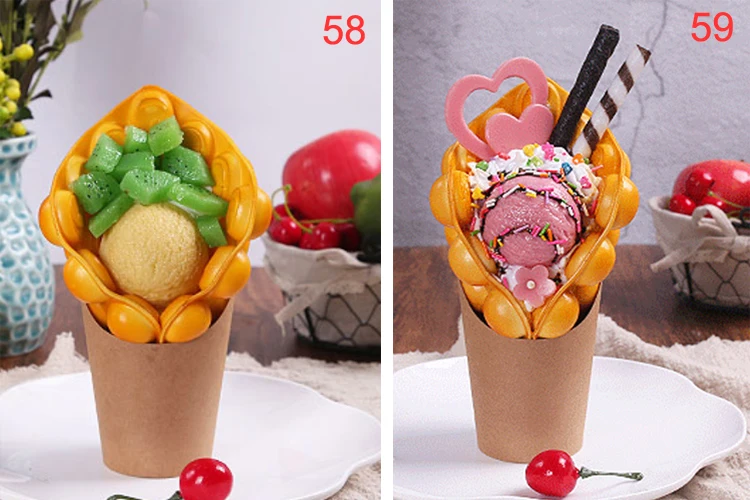 Fake Ice Cream Egg Waffle Model Display Sample Simulation Food Eggettes Puff Egg Bubble Waffle Model Dessert Props Display