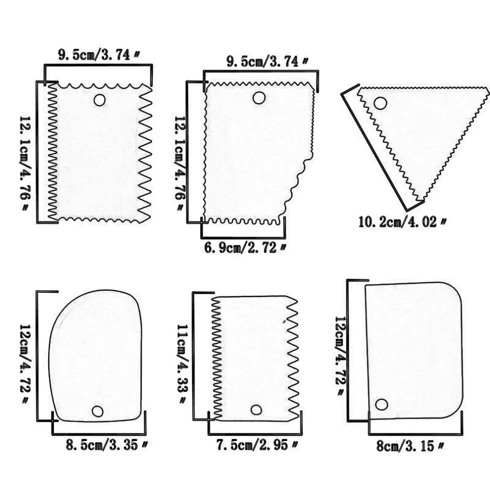 6 шт./компл. Многофункциональный пластиковый скребок неровные зубы края DIY Крем-скраб торта края более плавные пресс-формы для торта