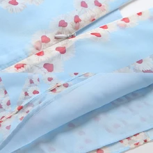 Leiouna Green Fairy Butterfly Sleeve Print Elegant Loose Floral Chiffon Knee-length Summer Dress Princess Lady New Arrivals