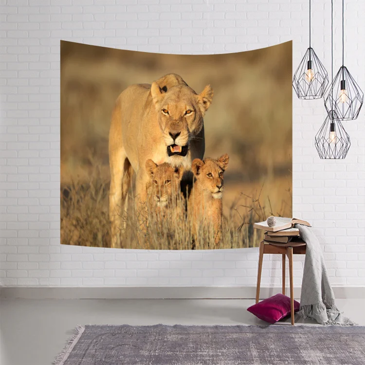 Geometry Tapestry Animal Tiger cloth Wall Hanging Beach Round 3d Animal Lion Tapestry decorative blanket 150x130 Bedroom Large